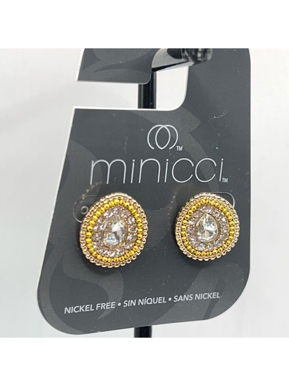 Minicci Yellow Seed Bead & Clear Crystal Earrings